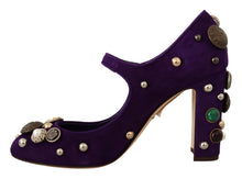 Load image into Gallery viewer, Dolce &amp; Gabbana Elegant Suede Heels with Jewel Buttons
