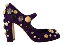 Load image into Gallery viewer, Dolce &amp; Gabbana Elegant Suede Heels with Jewel Buttons
