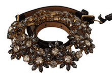 Load image into Gallery viewer, Dolce &amp; Gabbana Elegant Crystal Daisy Chain Leather Belt
