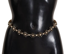 Load image into Gallery viewer, Dolce &amp; Gabbana Elegant Crystal Daisy Chain Leather Belt
