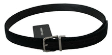 Load image into Gallery viewer, Dolce &amp; Gabbana Elegant Black Leather Belt with Velvet Interior
