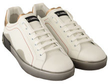 Load image into Gallery viewer, Dolce &amp; Gabbana Elegant White &amp; Gold Leather Sneakers
