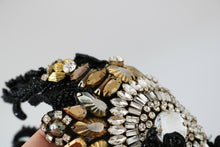 Load image into Gallery viewer, Dolce &amp; Gabbana Black Silk Gold Crystal Studded Diadem
