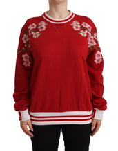 Load image into Gallery viewer, Dolce &amp; Gabbana Elegant Red Crewneck Pullover with Floral Motif
