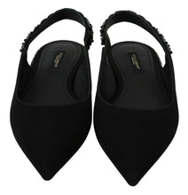 Load image into Gallery viewer, Dolce &amp; Gabbana Black Flats Slingback Charmeuse Shoes
