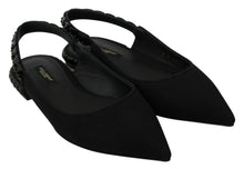 Load image into Gallery viewer, Dolce &amp; Gabbana Black Flats Slingback Charmeuse Shoes
