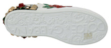 Load image into Gallery viewer, Dolce &amp; Gabbana White Roses Sequined Crystal Womens Sneakers Shoes
