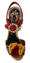 Load image into Gallery viewer, Dolce &amp; Gabbana Multicolor Floral Crystal Embellished Sandals
