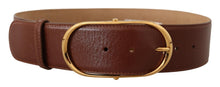 Load image into Gallery viewer, Dolce &amp; Gabbana Elegant Brown Leather Belt with Gold Buckle
