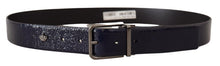 Load image into Gallery viewer, Dolce &amp; Gabbana Elegant Blue Leather Belt with Silver Buckle
