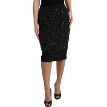 Load image into Gallery viewer, Dolce &amp; Gabbana Black Crystal Handmade Knee Pencil Skirt
