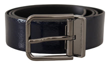 Load image into Gallery viewer, Dolce &amp; Gabbana Elegant Blue Leather Belt with Silver Buckle
