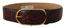 Load image into Gallery viewer, Dolce &amp; Gabbana Elegant Red Python Leather Belt with Gold Buckle
