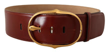 Load image into Gallery viewer, Dolce &amp; Gabbana Elegant Maroon Leather Belt with Gold Buckle
