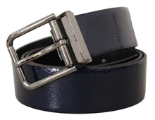 Load image into Gallery viewer, Dolce &amp; Gabbana Elegant Blue Leather Belt with Silver Buckle
