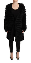 Load image into Gallery viewer, Just Cavalli Black Rabbit Fur Cardigan Long Sleeves Jacket
