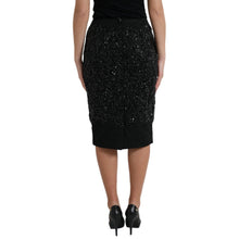 Load image into Gallery viewer, Dolce &amp; Gabbana Black Crystal Handmade Knee Pencil Skirt
