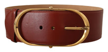 Load image into Gallery viewer, Dolce &amp; Gabbana Elegant Maroon Leather Belt with Gold Accents
