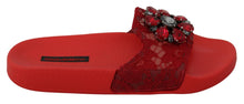 Load image into Gallery viewer, Dolce &amp; Gabbana Floral Lace Crystal-Embellished Slide Flats
