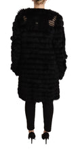 Load image into Gallery viewer, Just Cavalli Black Rabbit Fur Cardigan Long Sleeves Jacket
