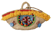 Load image into Gallery viewer, Dolce &amp; Gabbana Multicolor Crystal Embellished Straw Tote
