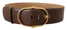 Load image into Gallery viewer, Dolce &amp; Gabbana Elegant Brown Leather Belt with Gold Buckle
