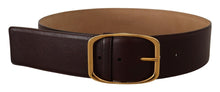 Load image into Gallery viewer, Dolce &amp; Gabbana Elegant Dark Brown Leather Belt with Gold Buckle
