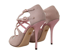 Load image into Gallery viewer, Dolce &amp; Gabbana Pink Glitter Peep Toe High Heels Sandals
