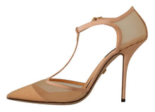 Load image into Gallery viewer, Dolce &amp; Gabbana Elegant Beige Mesh T-Strap Pumps
