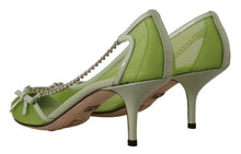 Load image into Gallery viewer, Dolce &amp; Gabbana Enchanting Green Mesh Chain Pumps
