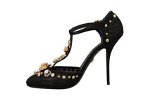 Load image into Gallery viewer, Dolce &amp; Gabbana Elegant Crystal-Embellished Mesh T-Strap Pumps
