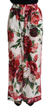 Load image into Gallery viewer, Dolce &amp; Gabbana White Floral Print Mid Waist Wide Leg Pants
