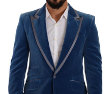 Load image into Gallery viewer, Dolce &amp; Gabbana Elegant Velvet Blue Slim Fit Suit
