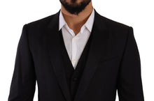 Load image into Gallery viewer, Dolce &amp; Gabbana Elegant Black Three-Piece Martini Fit Suit
