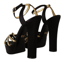 Load image into Gallery viewer, Dolce &amp; Gabbana Elegant Black Gold Ankle Strap Heels Sandals
