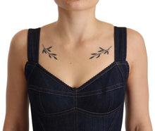 Load image into Gallery viewer, Dolce &amp; Gabbana Dark Blue Cotton Denim Sheath Midi Dress
