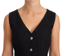 Load image into Gallery viewer, Dolce &amp; Gabbana Elegant Black Sheath Mini Dress with Crystal Buttons
