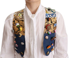 Load image into Gallery viewer, Dolce &amp; Gabbana Multicolor Cropped Vest Top with Button Accents
