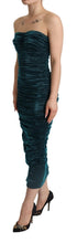 Load image into Gallery viewer, Dolce &amp; Gabbana Turquoise Draped Satin Midi Dress
