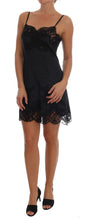Load image into Gallery viewer, Dolce &amp; Gabbana Black Silk Blend Lace Trim Chemise Lingerie Dress
