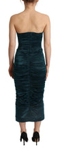 Load image into Gallery viewer, Dolce &amp; Gabbana Turquoise Draped Satin Midi Dress

