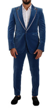 Load image into Gallery viewer, Dolce &amp; Gabbana Elegant Velvet Blue Slim Fit Suit
