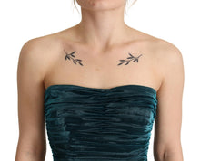 Load image into Gallery viewer, Dolce &amp; Gabbana Turquoise Draped Satin Midi Dress
