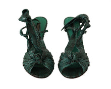 Load image into Gallery viewer, Dolce &amp; Gabbana Emerald Exotic Leather Heeled Sandals
