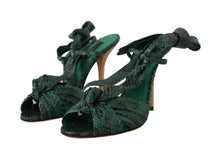 Load image into Gallery viewer, Dolce &amp; Gabbana Emerald Exotic Leather Heeled Sandals
