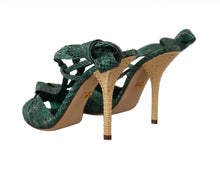 Load image into Gallery viewer, Dolce &amp; Gabbana Emerald Exotic Leather Heeled Sandals
