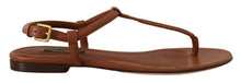 Load image into Gallery viewer, Dolce &amp; Gabbana Elegant Leather T-Strap Flat Sandals
