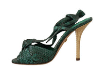 Load image into Gallery viewer, Dolce &amp; Gabbana Emerald Exotic Leather Heeled Sandals
