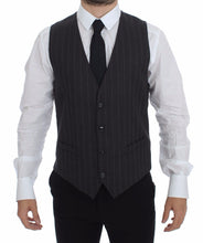 Load image into Gallery viewer, Dolce &amp; Gabbana Gray Striped Wool Logo Vest Gilet Weste
