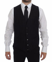 Load image into Gallery viewer, Dolce &amp; Gabbana Black Striped Wool Logo Vest Gilet Weste
